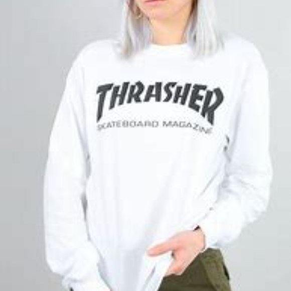 thrasher long sleeve white